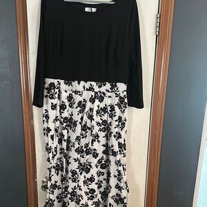 Elegant Black and White Floral Dress